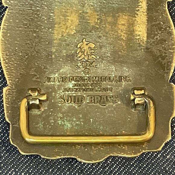 Vintage 1970s TEXAS RANGERS Old West Lawman Solid Brass Belt Buckle by ADM - Picture 4 of 4